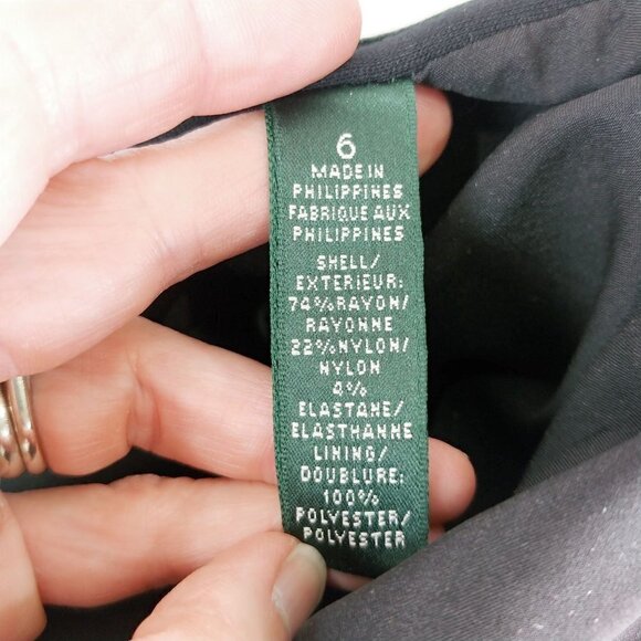 Lauren Ralph Lauren Ponte Knit Short Trumpet Skirt 6‎ Black Classic Office - Picture 7 of 7